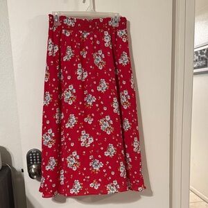 Loft hot pink  Floral midi Skirt
